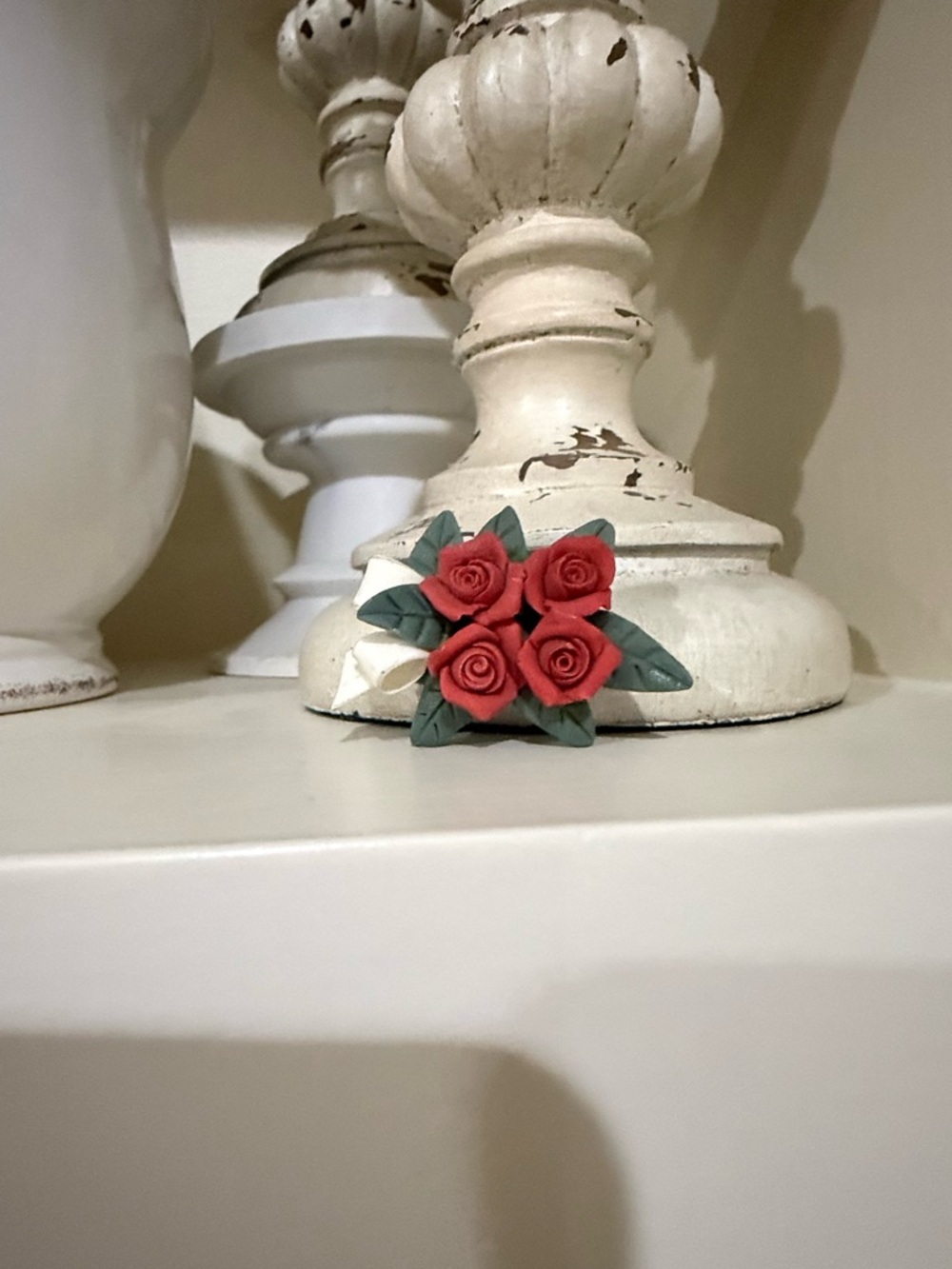 Vintage Clay Rose Bouquet Brooch